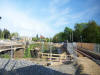 Baustelle Alte Messe, links das Interimsgleis f�r Tram 15